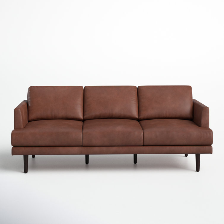 Allmodern Dani 86'' Genuine Leather Sofa & Reviews | Wayfair intended for Oak Solid Wood Sofa, Fabric, (Log Color) (Two Colors Of Genuine Leather Available) 86.2X37.4X31.8 Inch