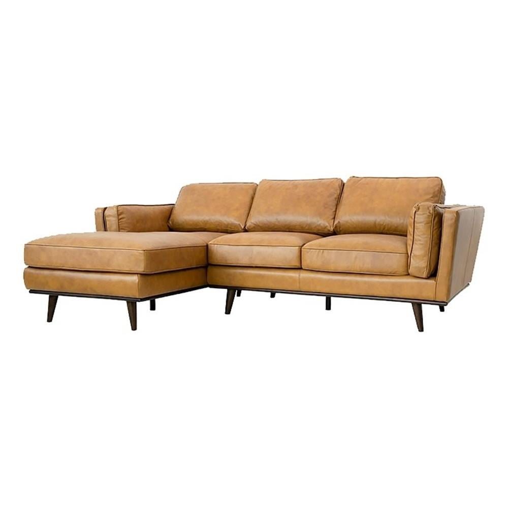 Allora Modern Mid-Century Leather Cushion Back Left-Facing Sectional In ... intended for Interior Design Trends Influenced by Pemberly Row's Mid-Century Leather Sectional