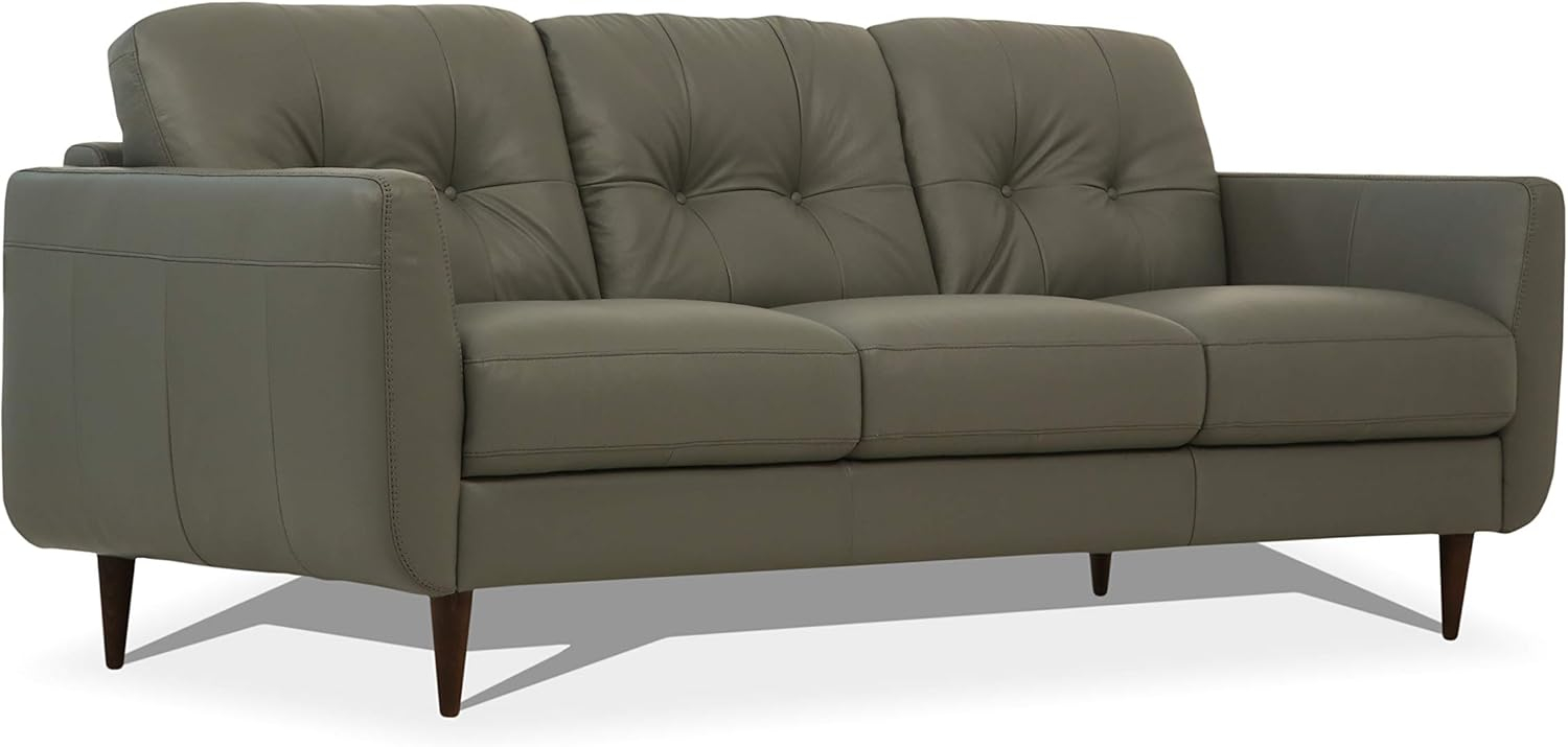 Amazon.com: Acme Radwan Tufted Leather Sofa In Pesto Green : Home & Kitchen with regard to Acme Radwan Sofa, Caramel Leather