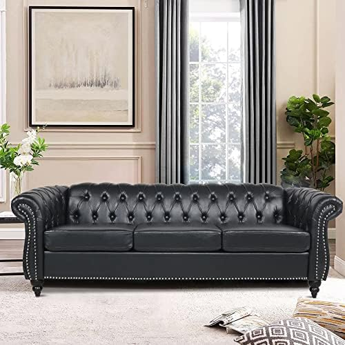 Amazon.com: Avzear Chesterfield Leather Sofa 3 Seater Couch, Mid ... within The Evolution of Modern Furniture Design Trends