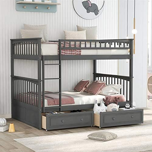 Amazon.com: Bellemave Twin Over Full Bunk Bed With Storage 6 Drawers ... pertaining to Exploring Safety Features in Modern Bunk Bed Designs for Families