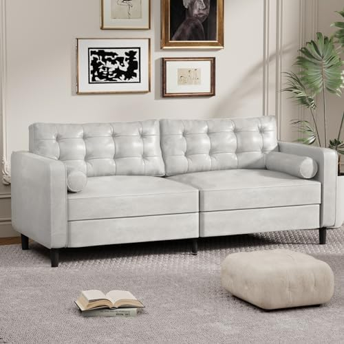 Amazon.com: Esright 84.2”Mid-Century Sofa Couch,Tufted Synthetic Suede ... inside Mid-Century Sofa Couch, Tufted Synthetic Suede Fabric