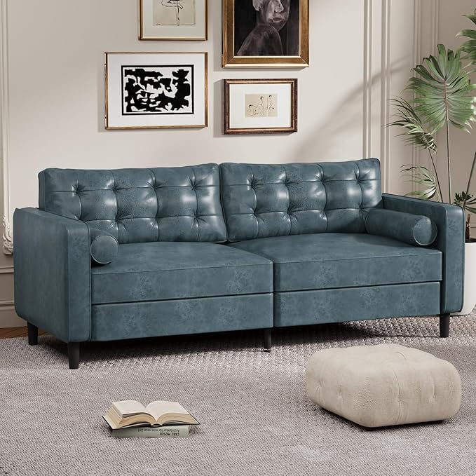 Amazon.com: Esright 84.2”Mid-Century Sofa Couch,Tufted Synthetic Suede ... inside Mid-Century Sofa Couch, Tufted Synthetic Suede Fabric