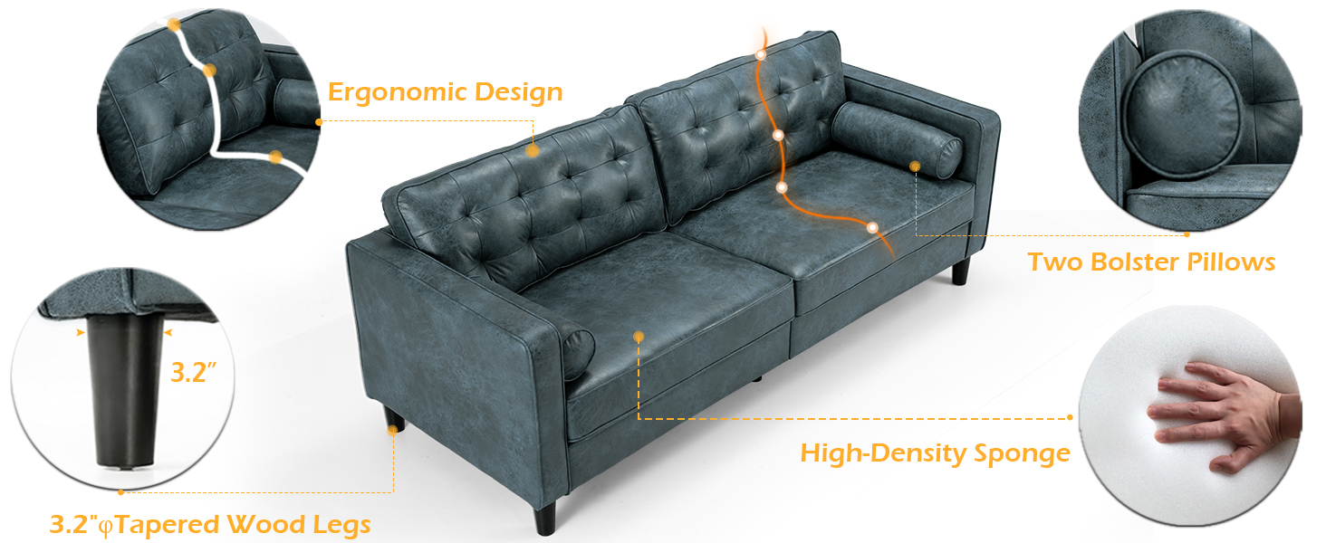 Amazon.com: Esright 84.2”Mid-Century Sofa Couch,Tufted Synthetic Suede ... intended for Mid-Century Sofa Couch, Tufted Synthetic Suede Fabric