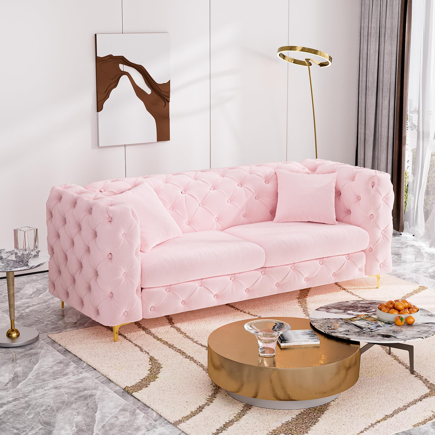 Amazon.com: Glory Furniture Delray Velvet Sofa In Pink : Home & Kitchen with regard to Glory Furniture Raisa Velvet Sofa In Pink
