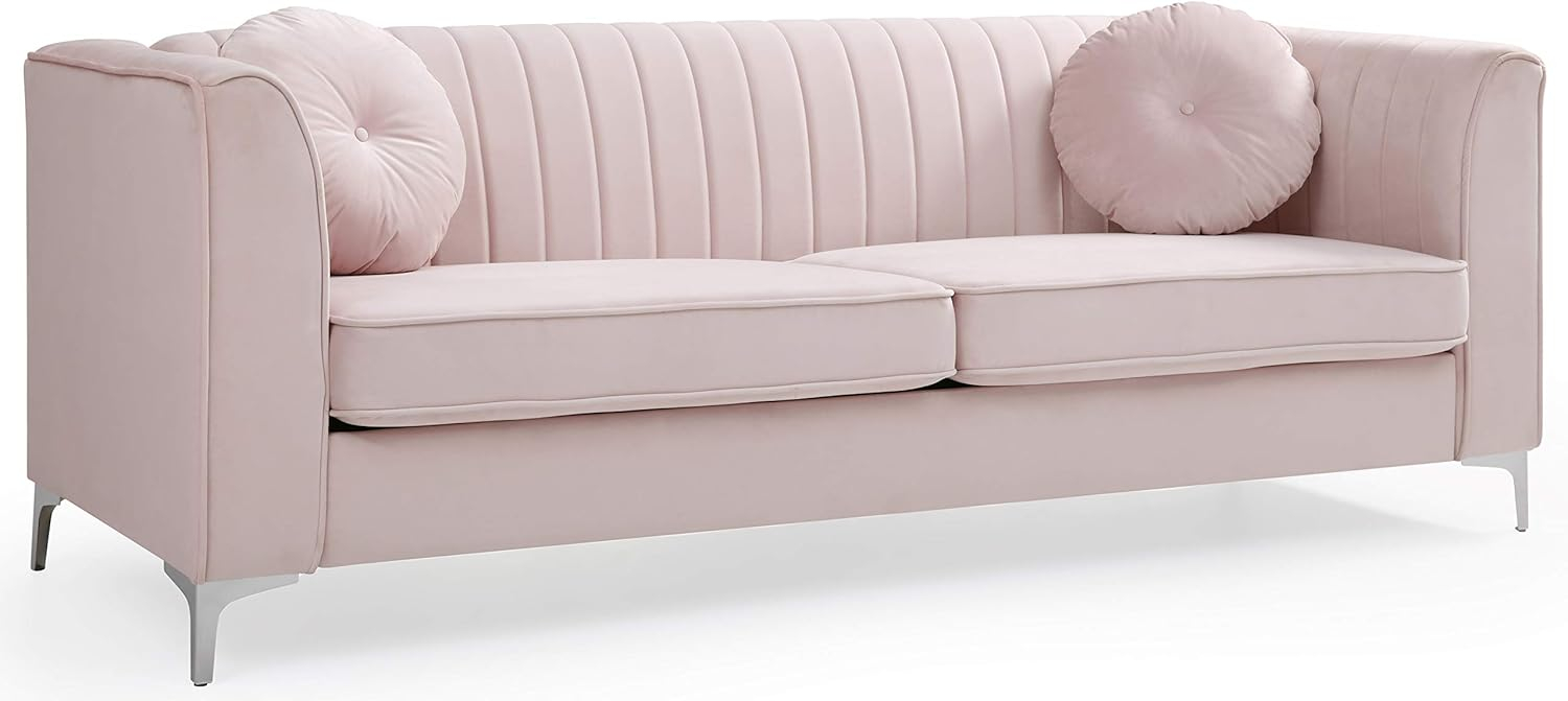 Amazon.com: Glory Furniture Delray Velvet Sofa In Pink pertaining to Glory Furniture Raisa Velvet Sofa In Pink