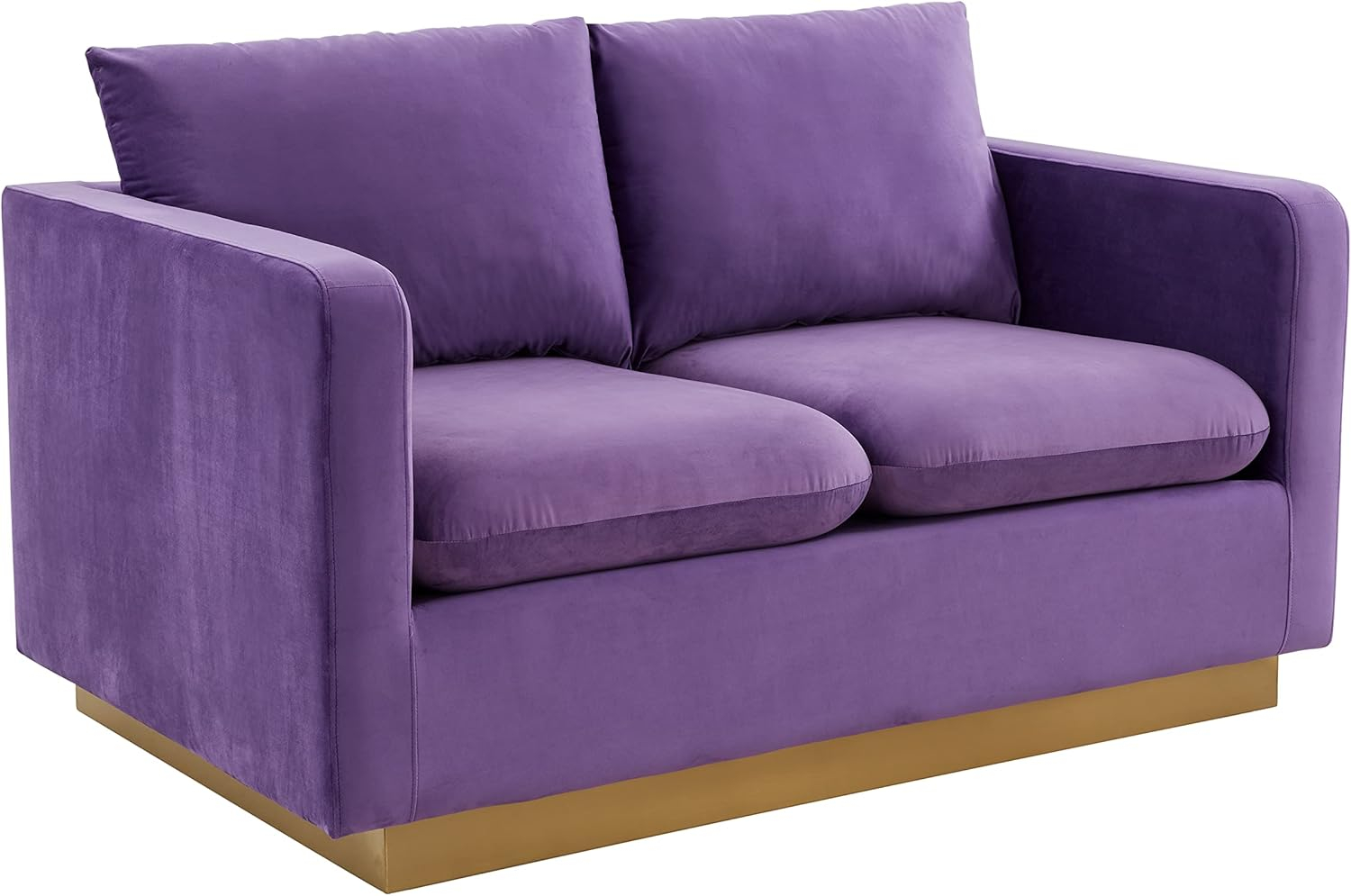 Amazon.com: Leisuremod Nervo Modern Upholstered Velvet 55" Loveseat ... within Leisuremod Nervo Modern Velvet Sofa With Gold Base, Purple
