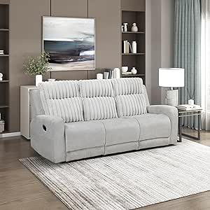 Amazon.com: Lexicon Modern Double Recliner Couch, Manual Wall Hugger ... with regard to Callan Contemporary Microfiber Recliner Sofa Beige