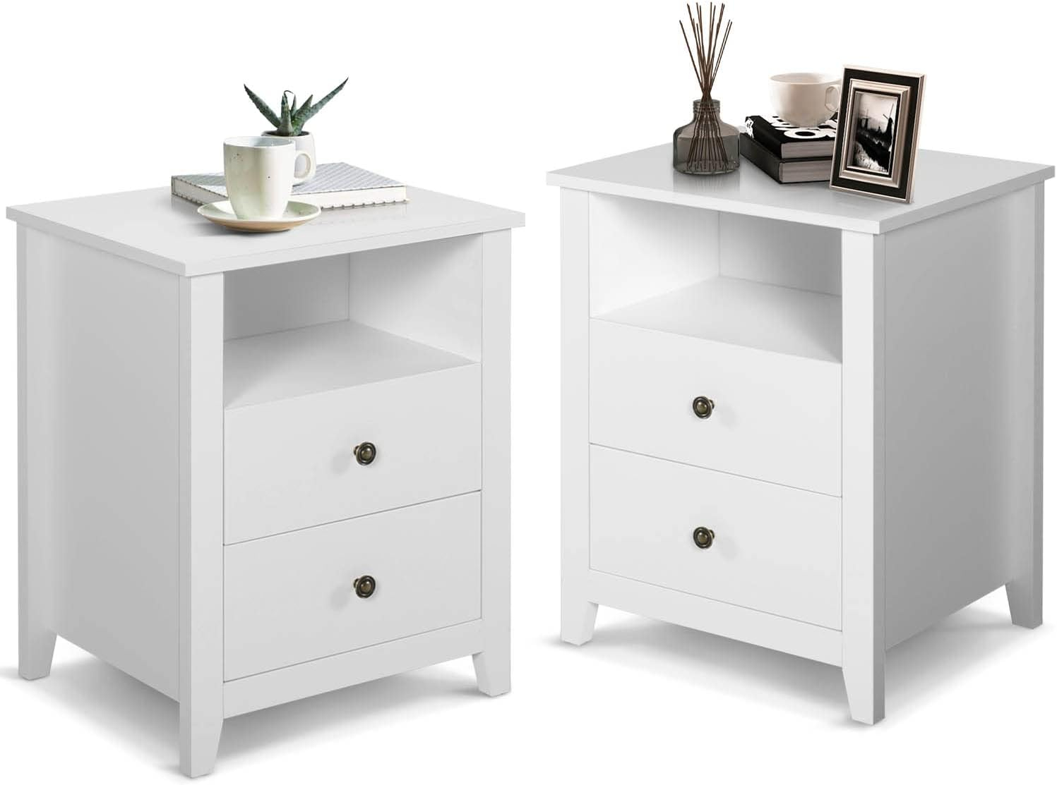 Amazon.com: Lqfatest White Nightstand Set Of 2, Modern Bedroom Night ... regarding Transforming Your Bedroom Aesthetic with Simple Design Choices