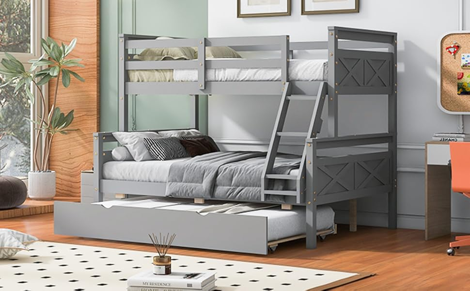 Amazon.com: Merax Trundle Bunk Bed, Twin Over Full Wood Bunk Bed With ... throughout Maximizing Bedroom Functionality with Daphne Bunk Bed Systems