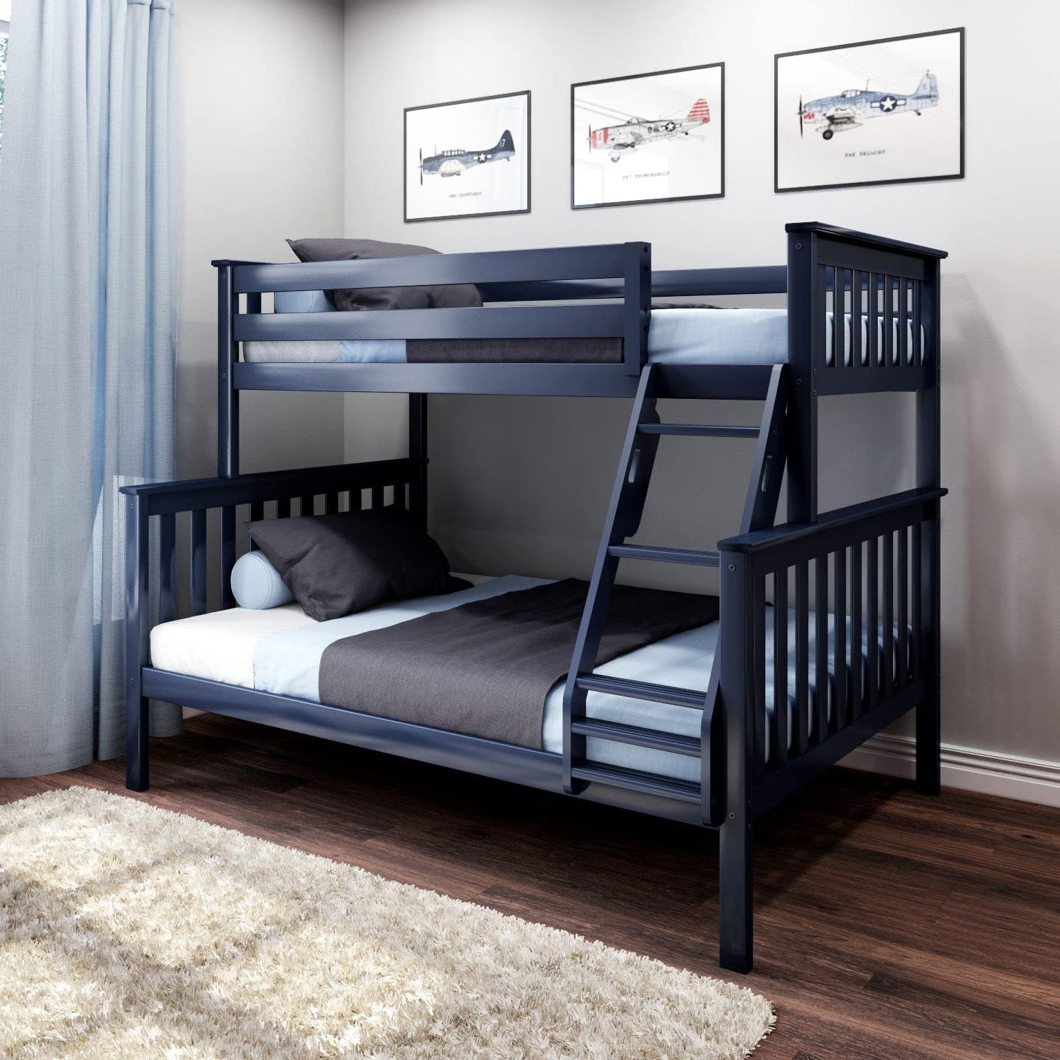Amazon.com: Merax Twin Over Full Bunk Bed With Ladder, Twin Size ... inside Gewnee Full Over Full Bunk Bed With Twin Size Trundle In Gray