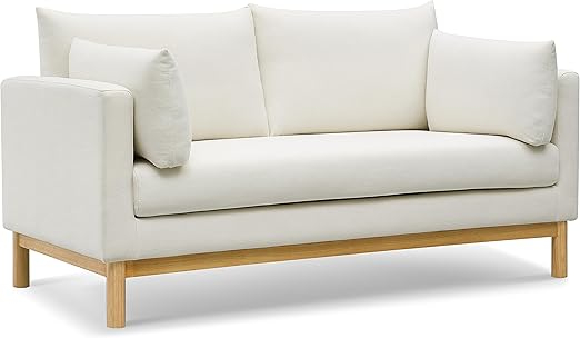 Amazon.com: Meridian Furniture 157Cream-L Langham Collection Mid ... pertaining to Understanding the appeal of linen textured fabric in contemporary sofa design