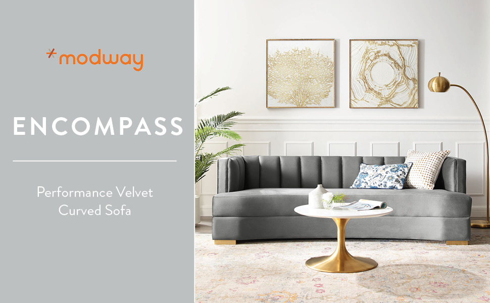 Amazon.com: Modway Encompass Channel Tufted Performance Velvet Curved ... inside Understanding the Appeal of Curved Sofa Design in Modern Living Spaces