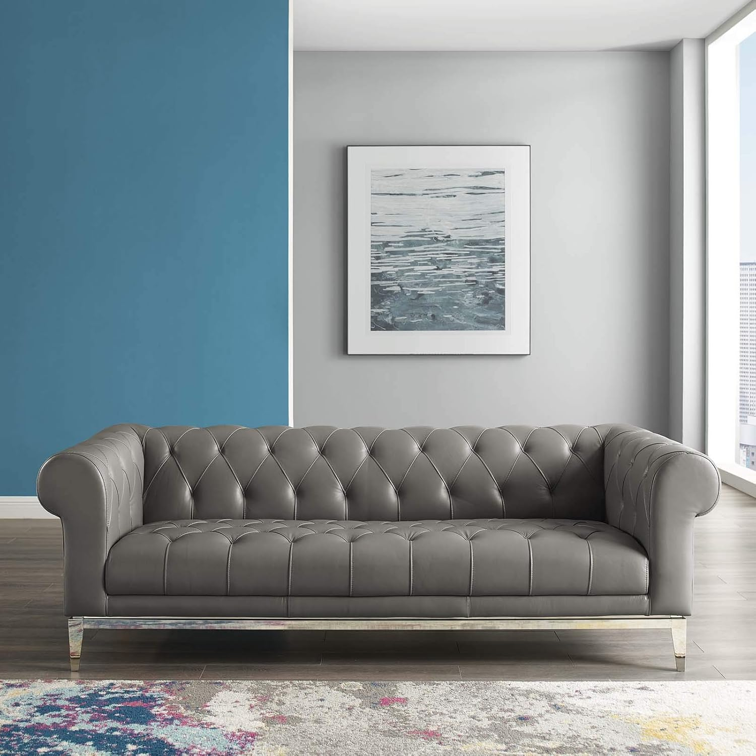 Amazon.com: Modway Idyll Tufted Button Upholstered Leather Chesterfield ... with regard to Understanding the craftsmanship behind tufted leather Chesterfield sofas