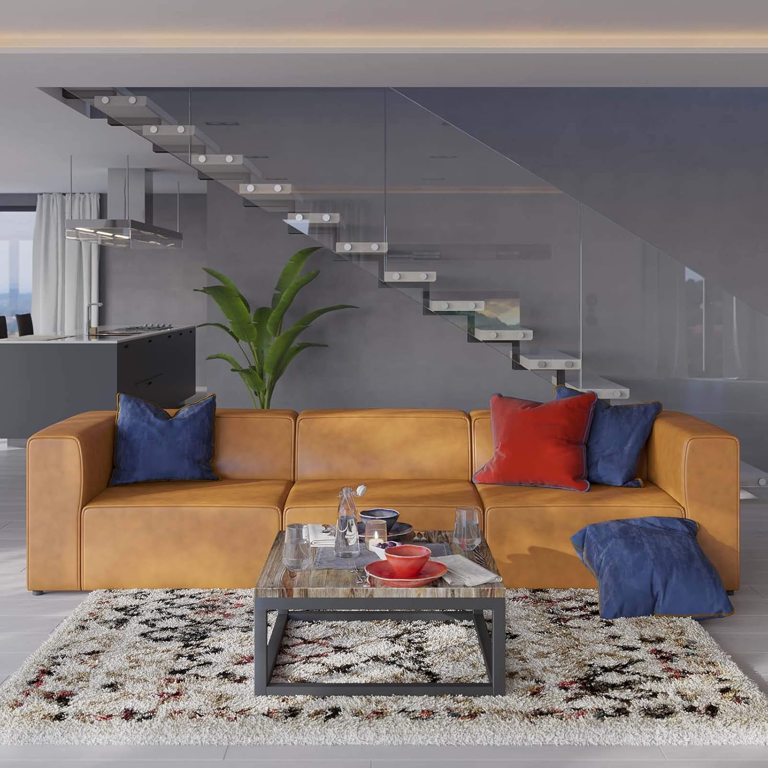 Amazon.com: Modway Mingle Vegan Leather 3-Piece Sectional Sofa In Tan ... in Understanding the Appeal of Mingle Vegan Leather Sectional Sofas in Modern Living Spaces