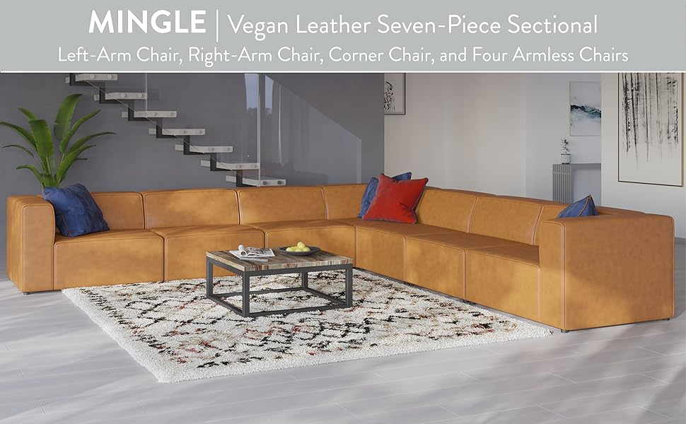 Amazon.com: Modway Mingle Vegan Leather 7-Piece Sectional Sofa In Tan ... for Understanding the Appeal of Mingle Vegan Leather Sectional Sofas in Modern Living Spaces