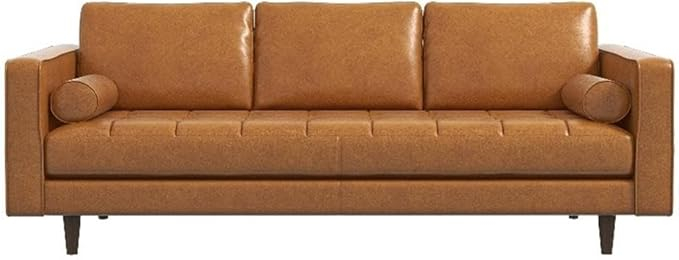 Amazon.com: Pemberly Row Mid-Century Genuine Aniline Leather Pillow ... pertaining to Interior Design Trends Influenced by Pemberly Row's Mid-Century Leather Sectional