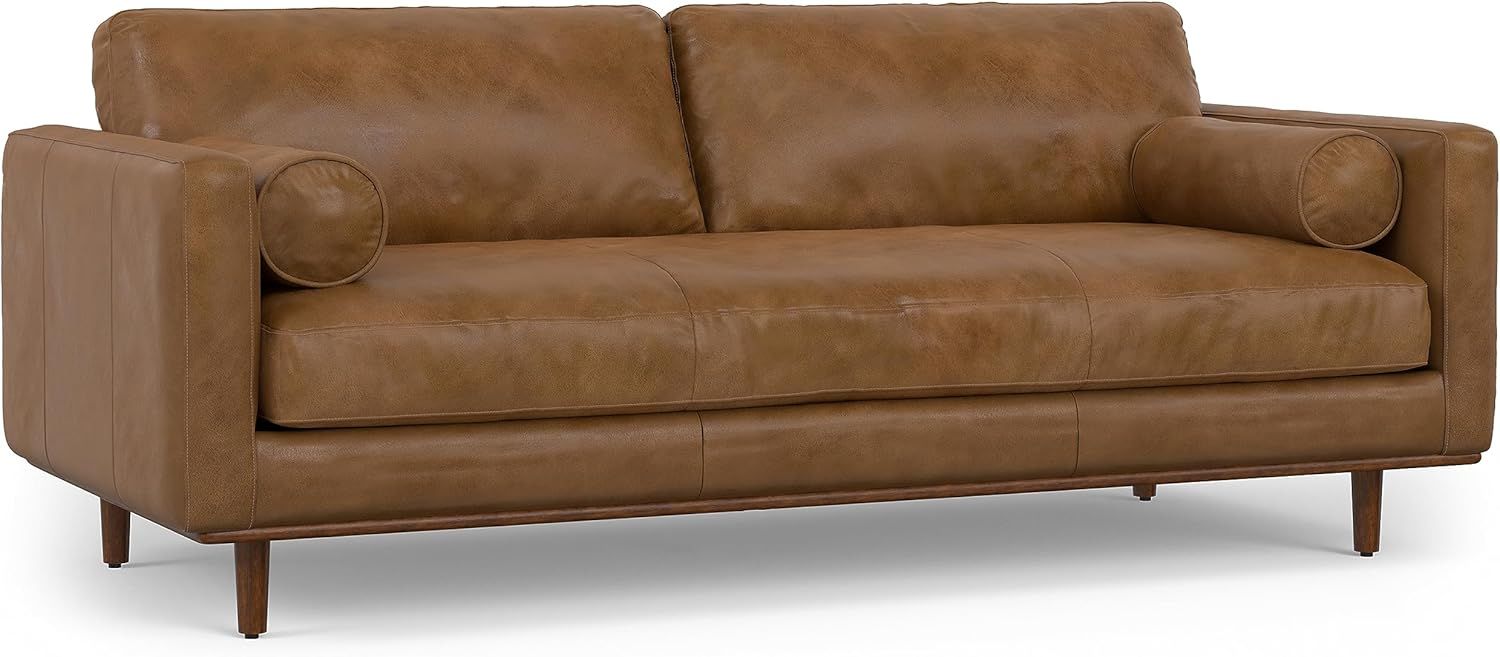 Amazon.com: Simplihome Morrison Mid-Century Modern 89 Inch Wide Sofa In ... throughout The Ultimate Guide to Choosing the Perfect Caramel Brown Sofa for Your Home