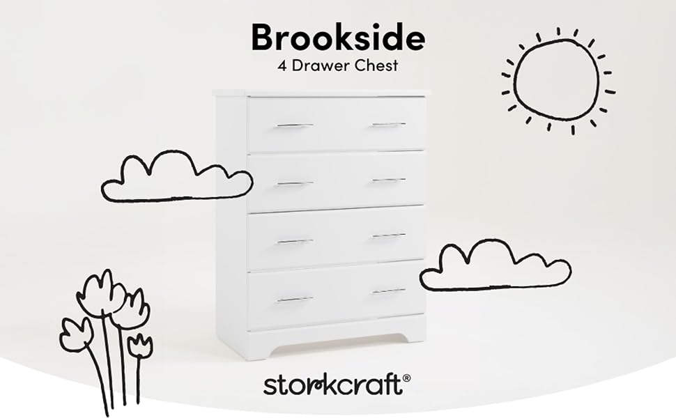 Amazon.com : Storkcraft Brookside 4 Drawer Dresser (Gray) – Greenguard ... throughout Stork Craft Usa Brookside 4 Drawer Chest In Gray