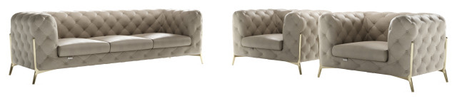 Angelica Italian Leather 2 Chair Set - Midcentury - Living Room ... for Angelica Italian Leather Sofa, Beige
