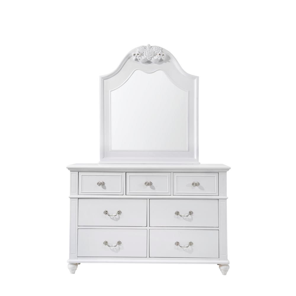 Annie 7-Drawer Dresser With Mirror In White An700Drmr - The Home Depot ... inside Exploring the Craftsmanship Behind Picket House Furnishings AN700DR
