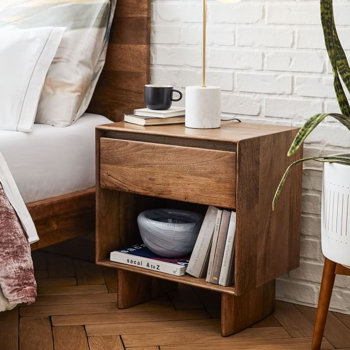 Anton Solid Wood Nightstand | West Elm | Bedroom Night Stands, Bedside ... with regard to Atlantic Bedroom Distressed Solid Wood Nightstand/Bedside Table