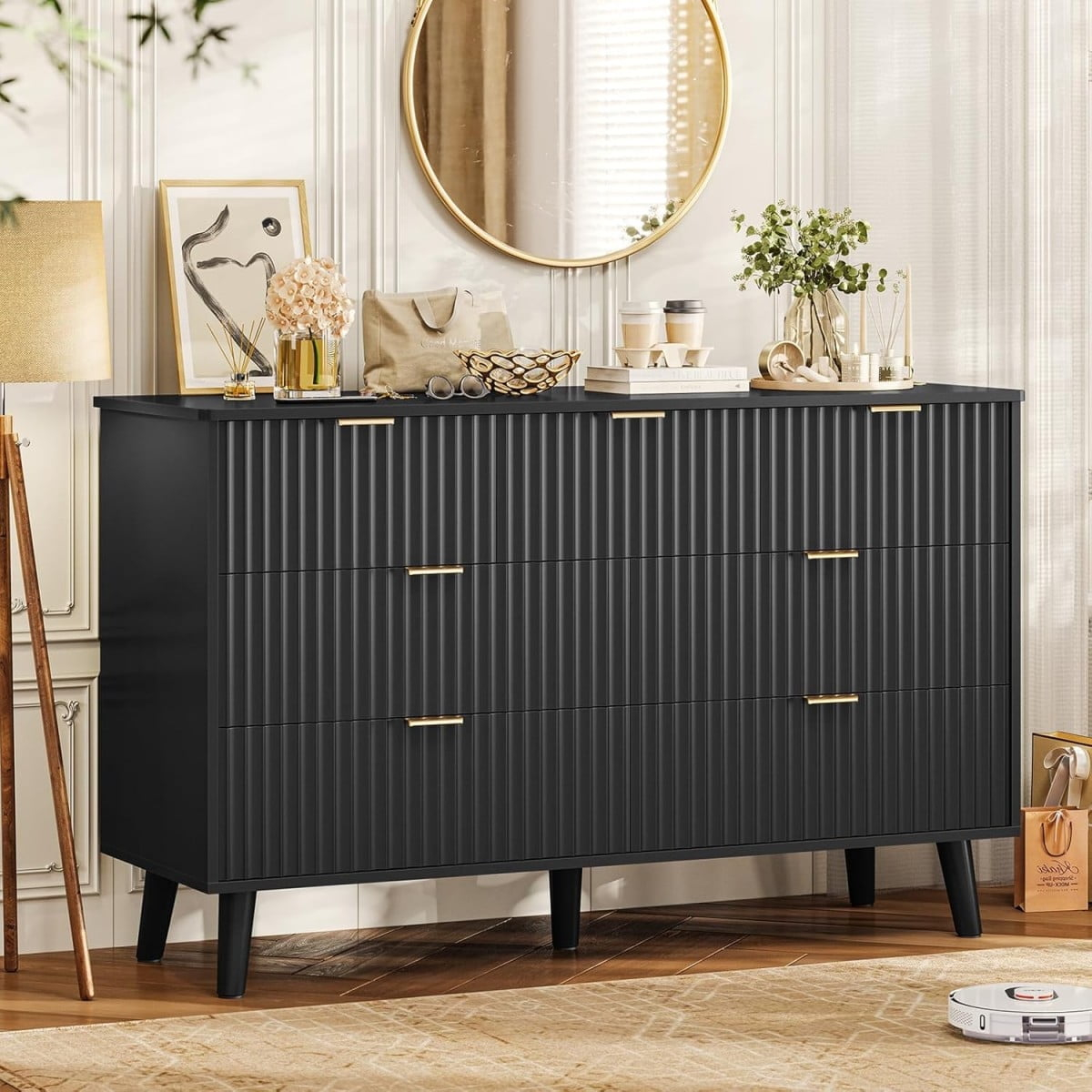 Aogllati 7 Drawer Dresser For Bedroom With Fluted Panel, 47.2'' Wide ... throughout How to Choose the Perfect Mid-Century Dresser for Your Living Space