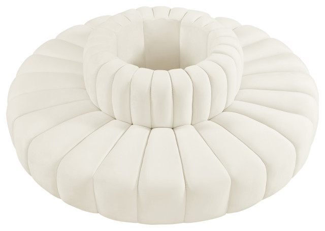 Arc Upholstered Outward Curved Modular Sectional, 8-Piece: Reverse ... throughout Arc Velvet Upholstered 3-Pc. Modular Sofa, Cream