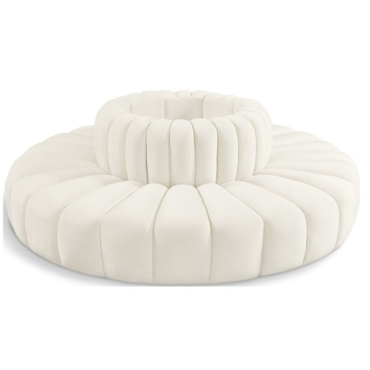 Arc Upholstered Outward Curved Modular Sectional, Cream, 8-Piece ... throughout Arc Velvet Upholstered 3-Pc. Modular Sofa, Cream