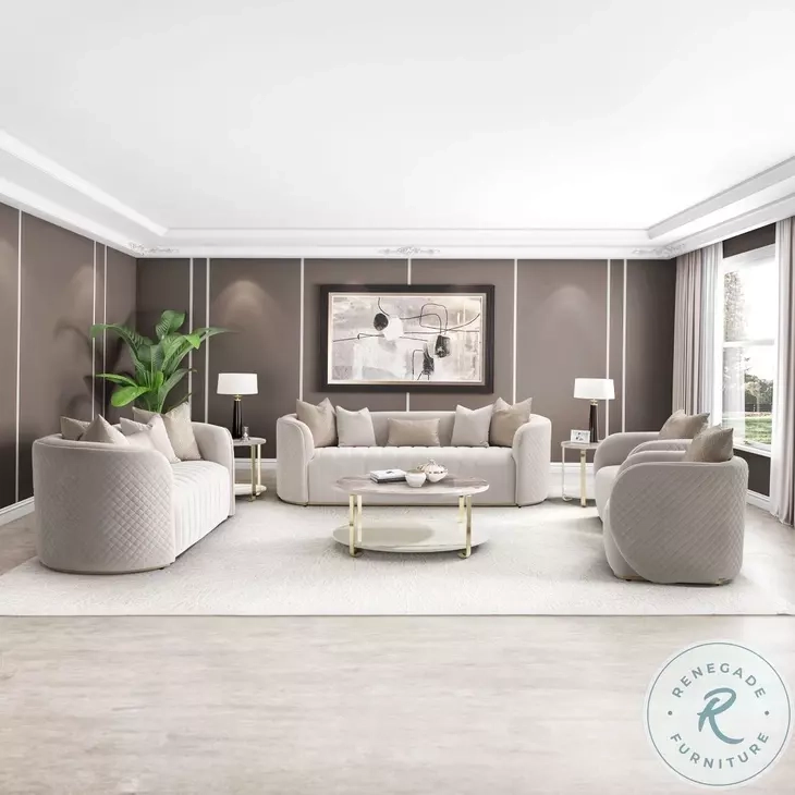 Ariana Beige Sofa From Michael Amini | Coleman Furniture throughout Ariana Velvet Sofa, Beige/Gold