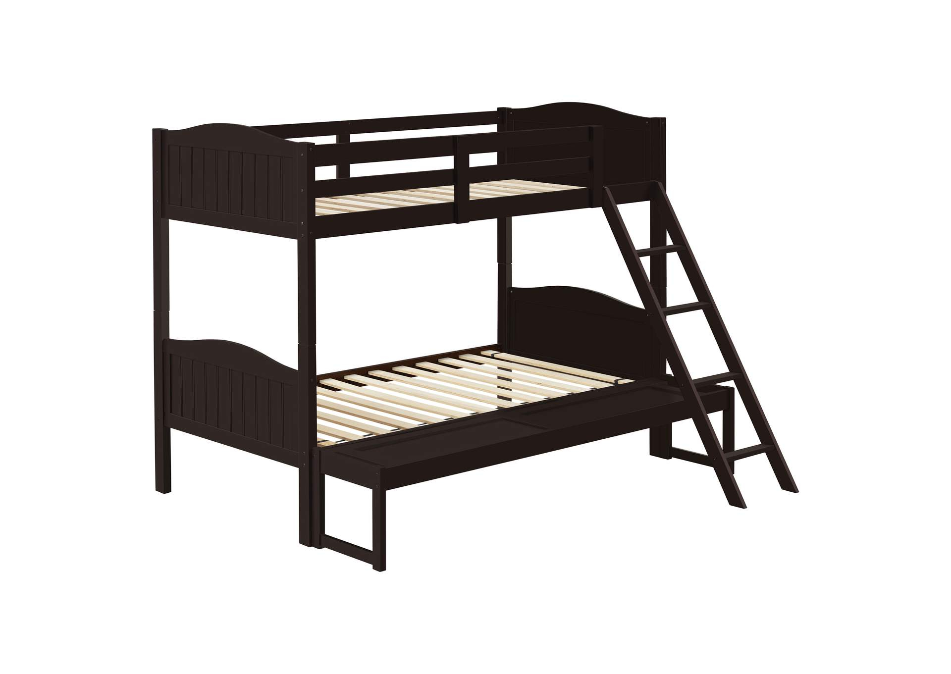 Arlo Wood Twin Over Full Bunk Bed Espresso within Pemberly Row Sturdy Wood Twin Over Full Size Bunk Bed In Espresso