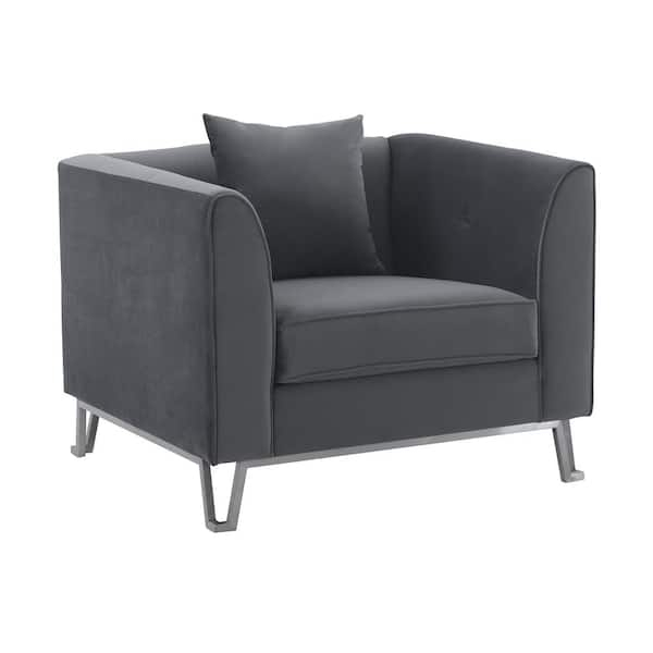 Armen Living Everest Gray Fabric Upholstered Sofa Accent Chair With ... in Understanding the Artisan Craftsmanship Behind Heritage Fabric Upholstered Sofas
