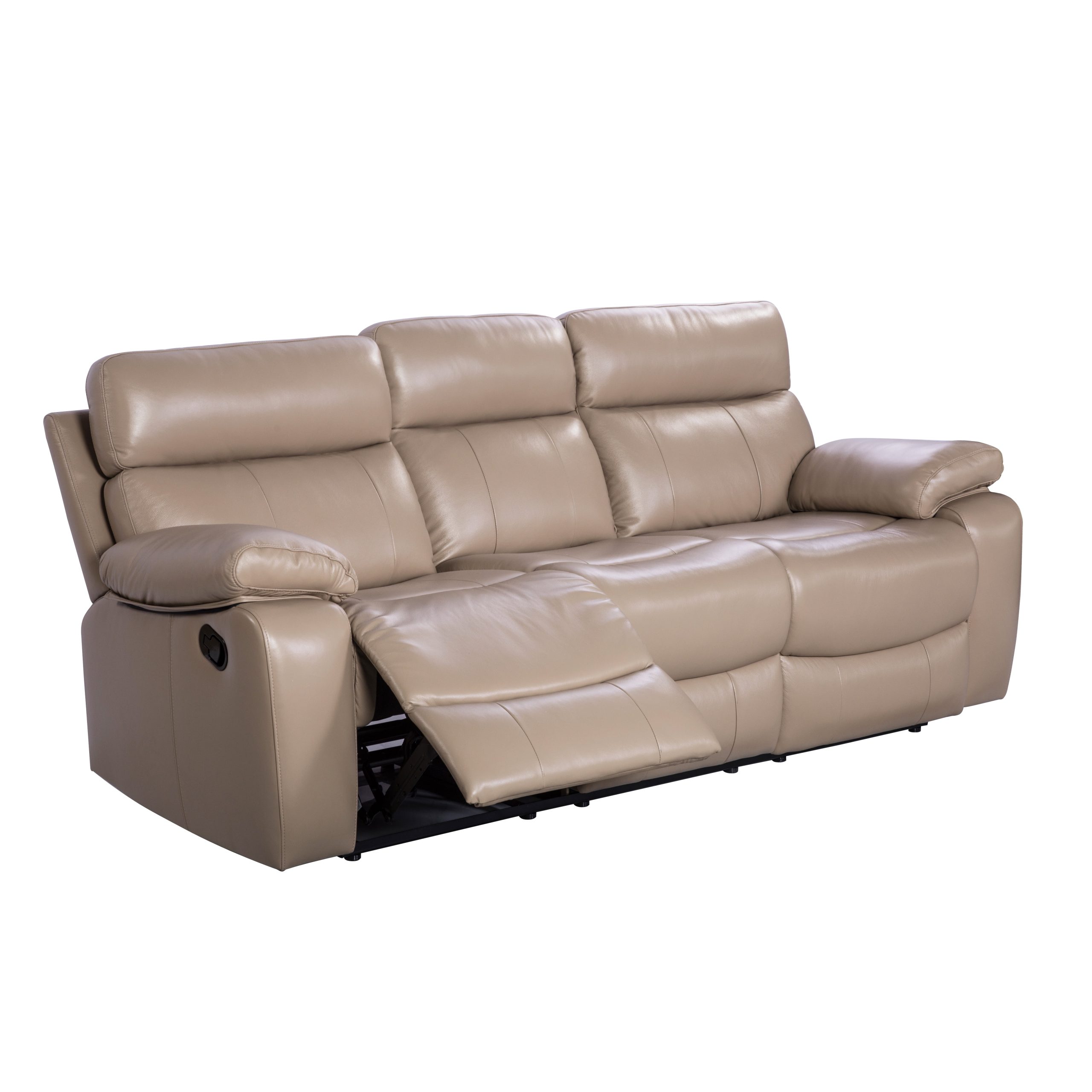 Avalon Park Modern Top Grain Leather Reclining Sofa In Taupe At ... for Federico 5-Piece Italian Top Grain Leather Power Reclining Sofa - 3 Recliners, Beige