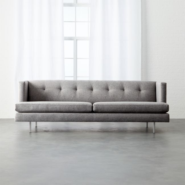 Avec Grey Sofa With Brushed Stainless Steel Legs | Modern Furniture ... inside Heritage Fabric Upholstered Sofa With Brushed Stainless Steel Legs, Gray