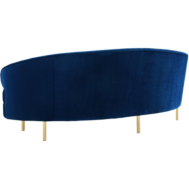 Baila Navy Velvet Sofa | Chairish inside Understanding the Appeal of Baila Navy Velvet Sofa in Modern Interiors