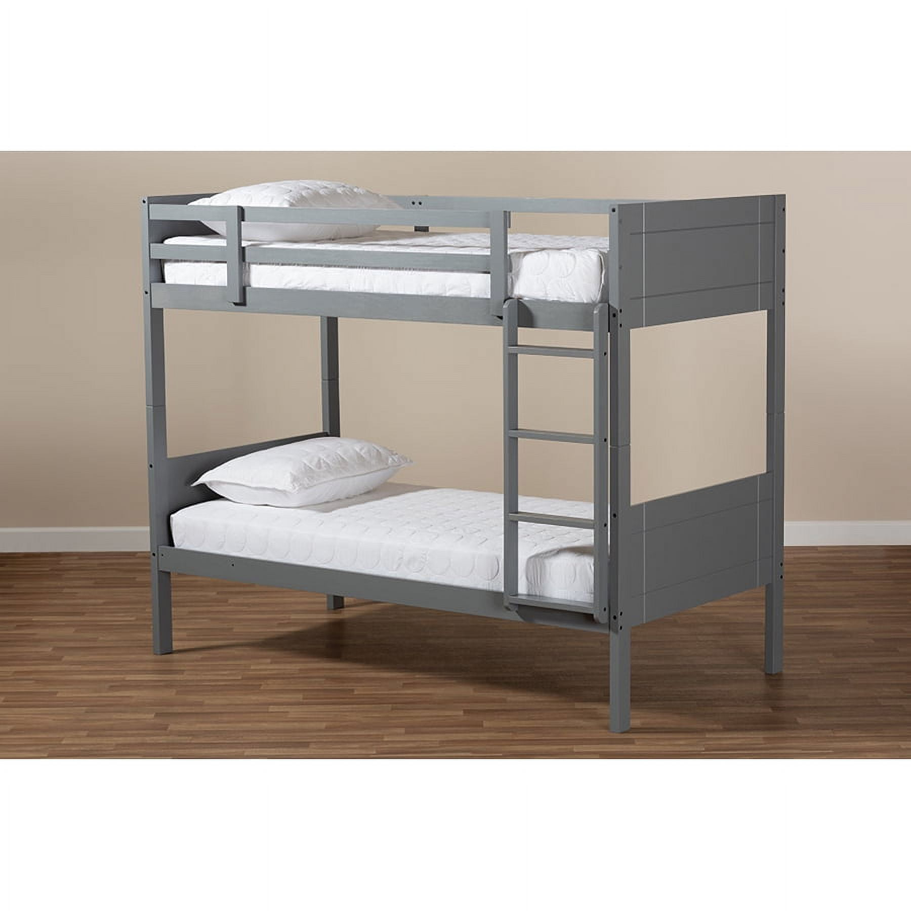 Baxton Studio Elsie Modern And Contemporary Grey Finished Wood Twin ... in From Traditional to Trendy: The Evolution of Grey Wood Bunk Beds