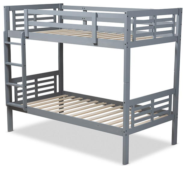 Baxton Studio Liam Modern And Contemporary Grayed Wood Twin Size Bunk ... pertaining to From Traditional to Trendy: The Evolution of Grey Wood Bunk Beds