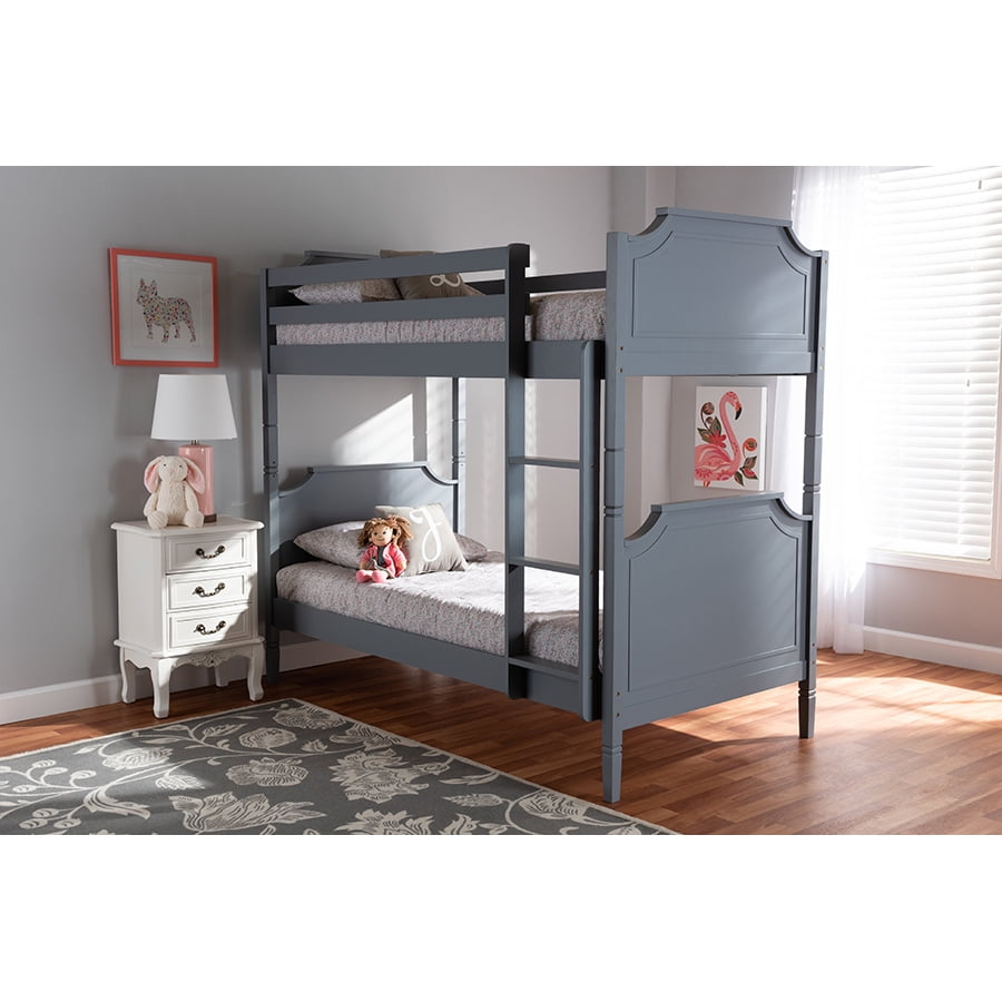 Baxton Studio Mariana Traditional Transitional Grey Finished Wood Twin ... in From Traditional to Trendy: The Evolution of Grey Wood Bunk Beds