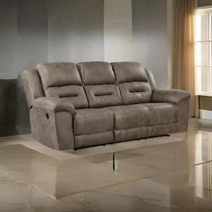 Benjara 81 In. Pillow Top Arm Microfiber Rectangle Dual Recliner Brown ... regarding Callan Contemporary Microfiber Recliner Sofa Beige