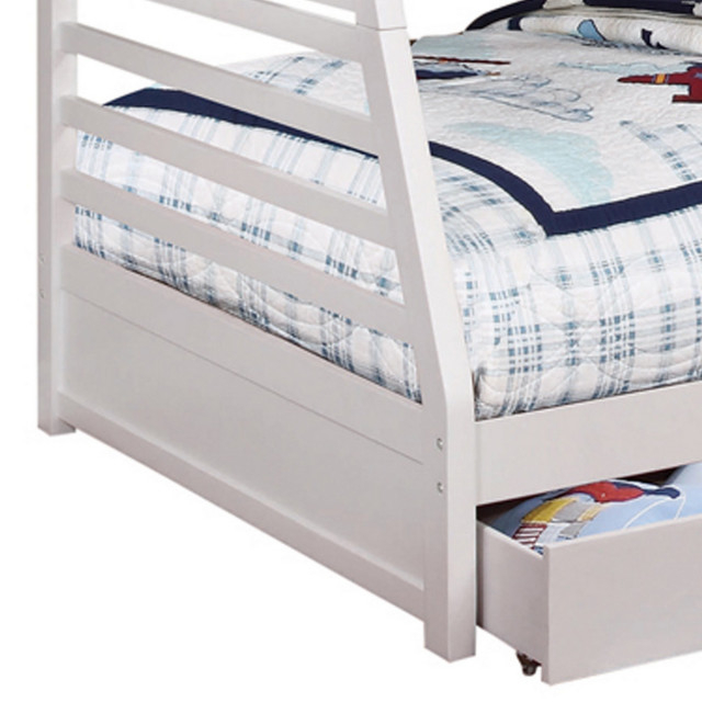 Benzara Bm215947 Twin Over Full Bunk Bed With Wheel Supported Bottom ... throughout Benzara Bm141546 Twin Over Full Wooden Bunk Bed With Storage, White