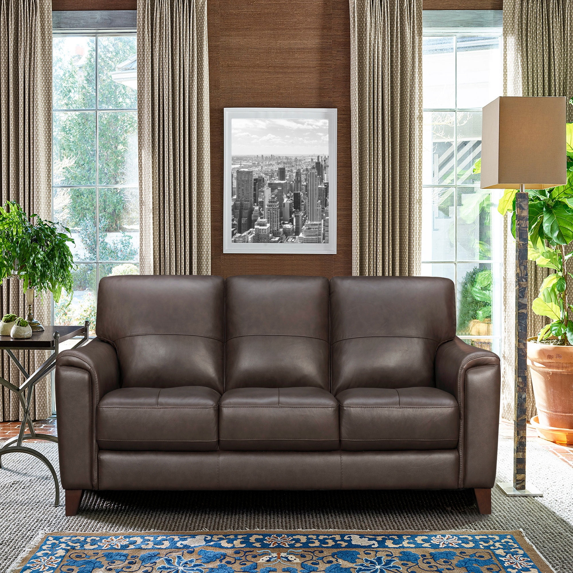 Bergen 87" Espresso Genuine Leather Square Arm Sofa - Walmart.com pertaining to Long-term value assessment of luxury leather seating investments