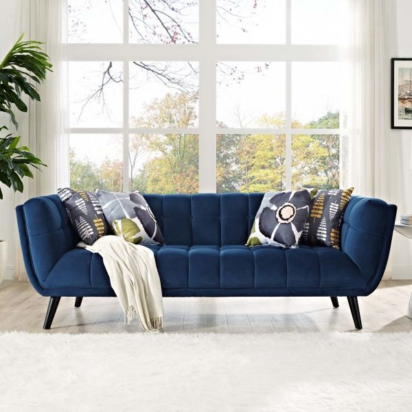 Bestow Velvet Sofa Navy Modway | Sofa Design, Modway Furniture ... in The Timeless Appeal of Navy Velvet Sofas in Contemporary Interior Design