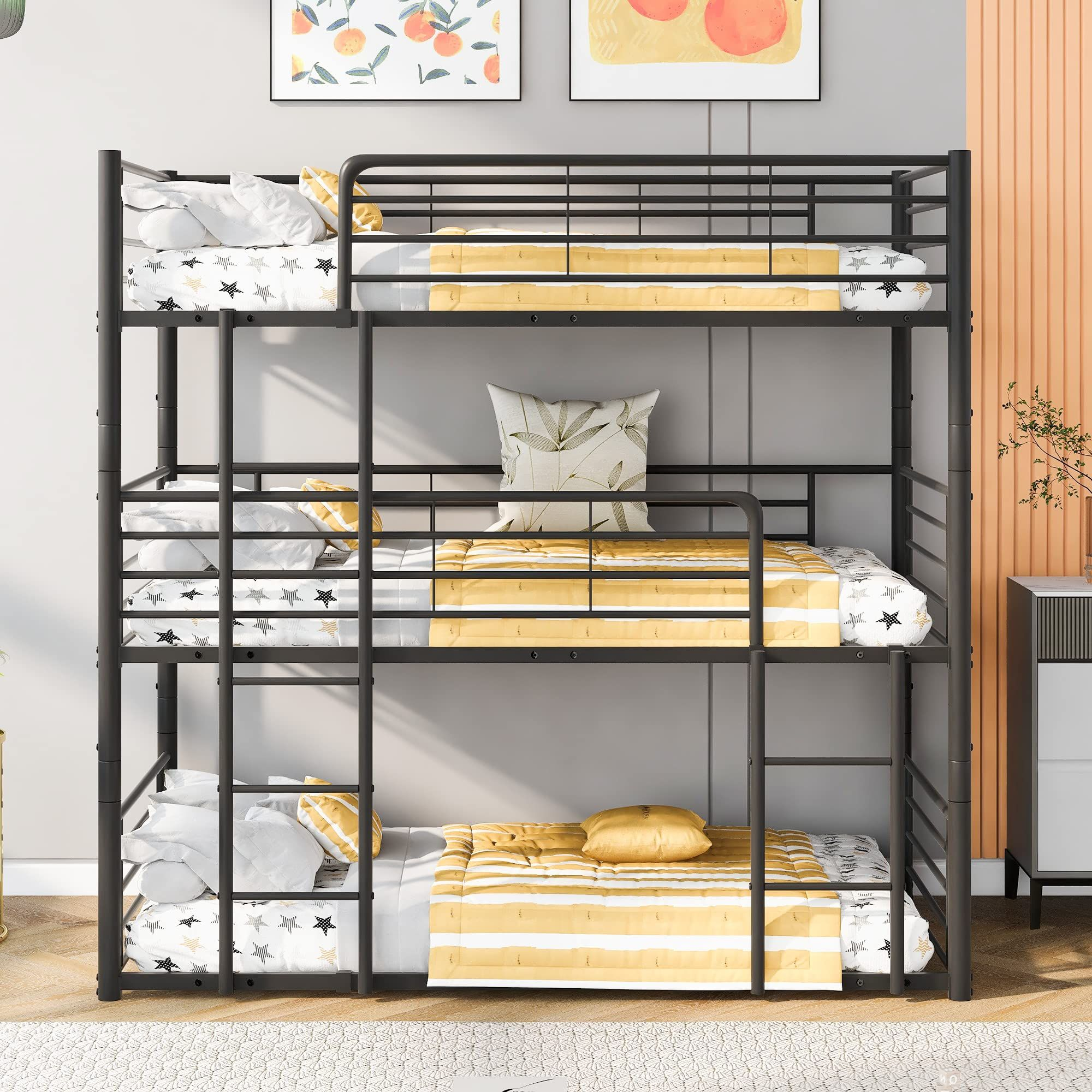 Black Twin Over Twin Over Full Size Triple Bunk Bed – Artofit in The Evolution of Rosebery Kids Twin Over Twin Bunk Bed in Black Furniture Trends