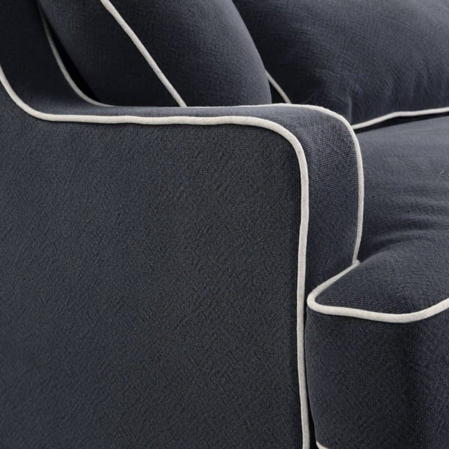 Bondi 3 Seater Sofa - Navy W/White Piping - Coastal At Home inside How a Navy 3-Seater Transitional Sofa Transforms Living Room Spaces