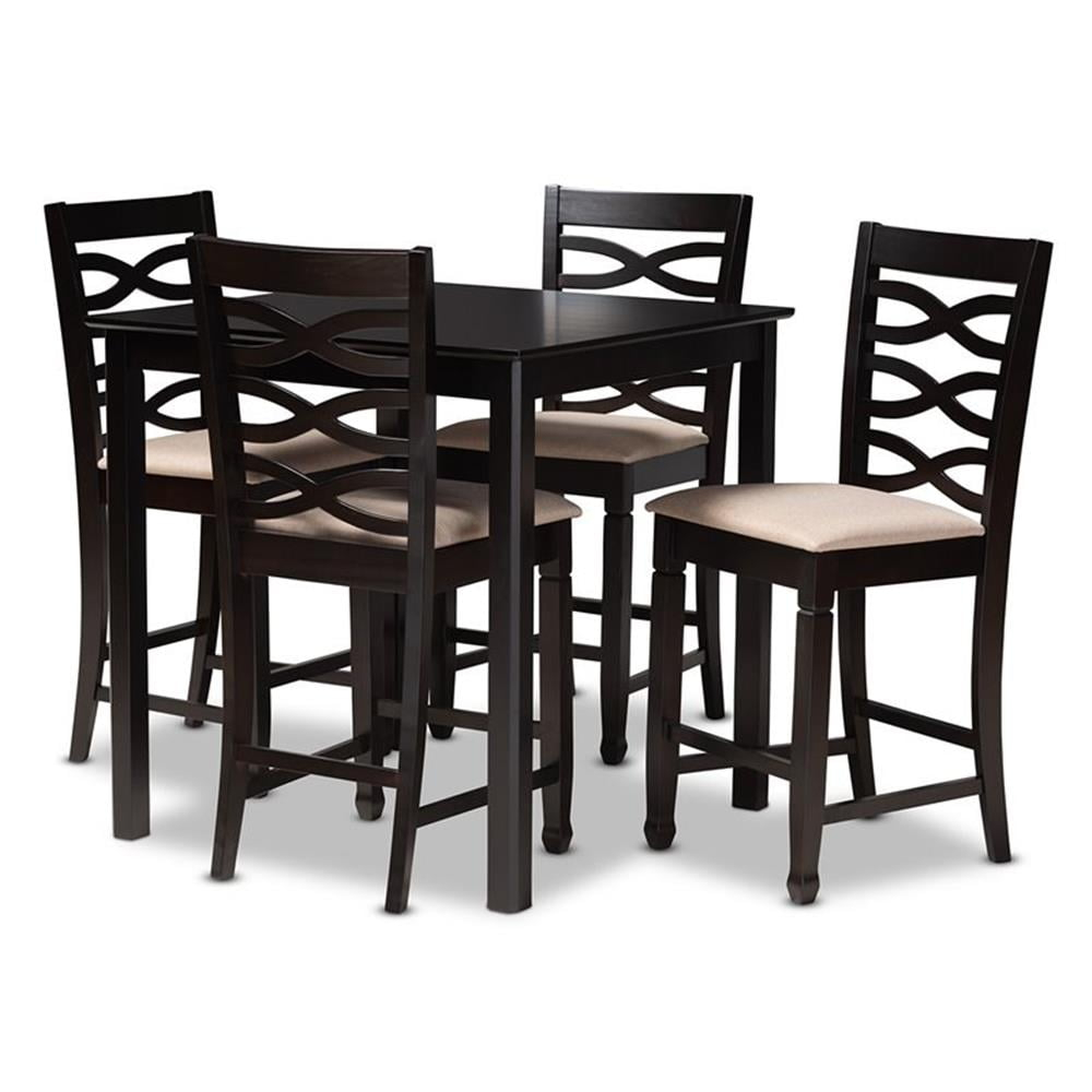 Bowery Hill Contemporary 5-Piece Wood Pub Set In Sand And Espresso ... for Bowery Hill 5-Piece Traditional Wood Dinette Set In Mahogany