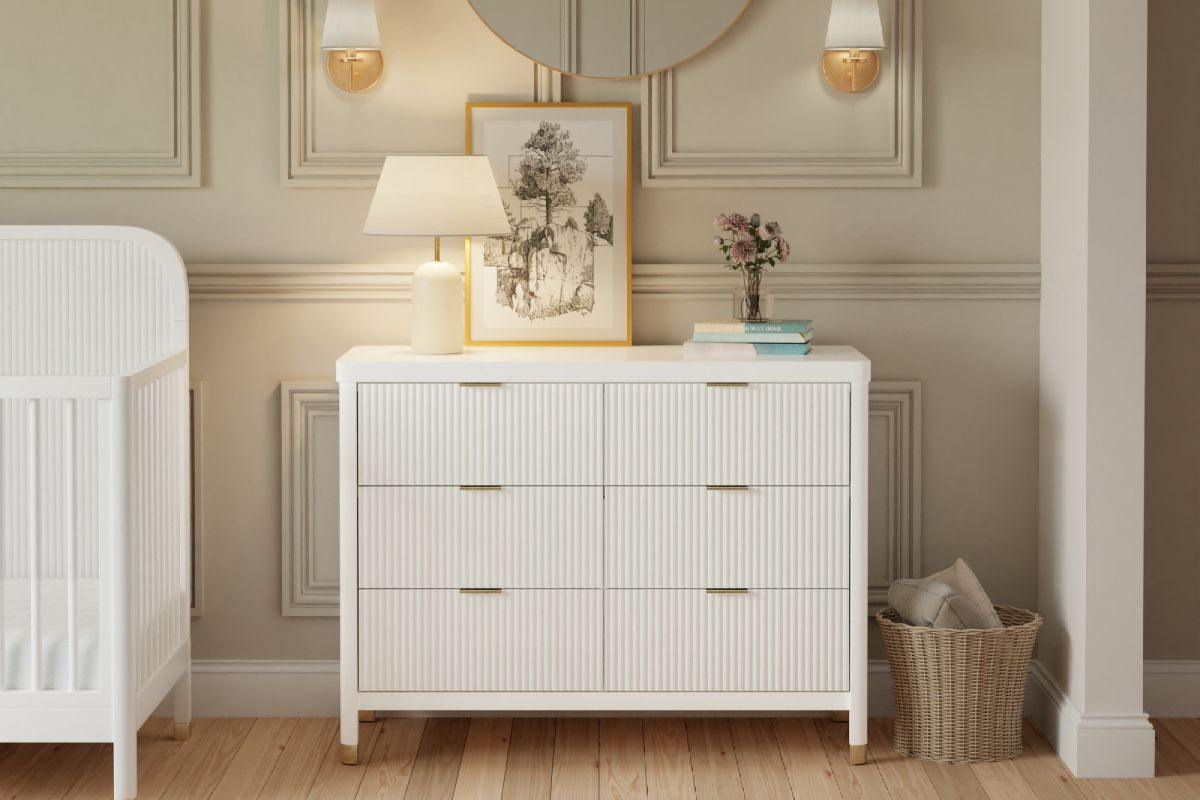 Brimsley 6-Drawer Dresser In Warm White | Namesake throughout The Role of Warm White in Modern Bedroom Furniture Design with Brimsley Tambour