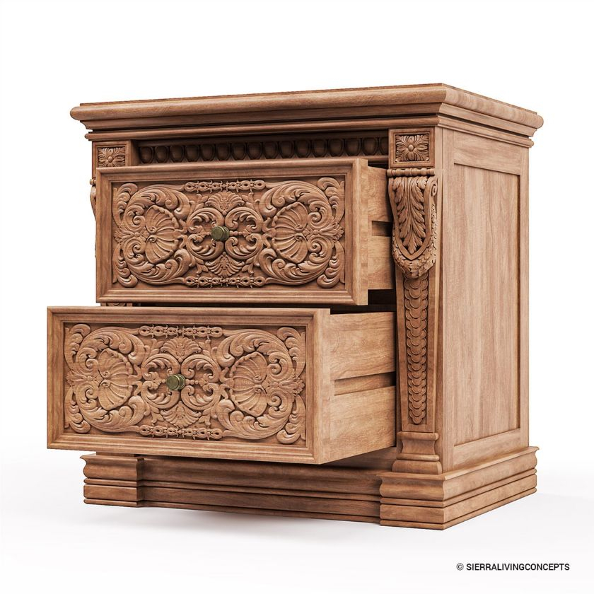 Brisbane Mahogany Wood Hand-Carved 2 Drawer Nightstand throughout The Hidden Benefits of Felt Lined Storage Drawers