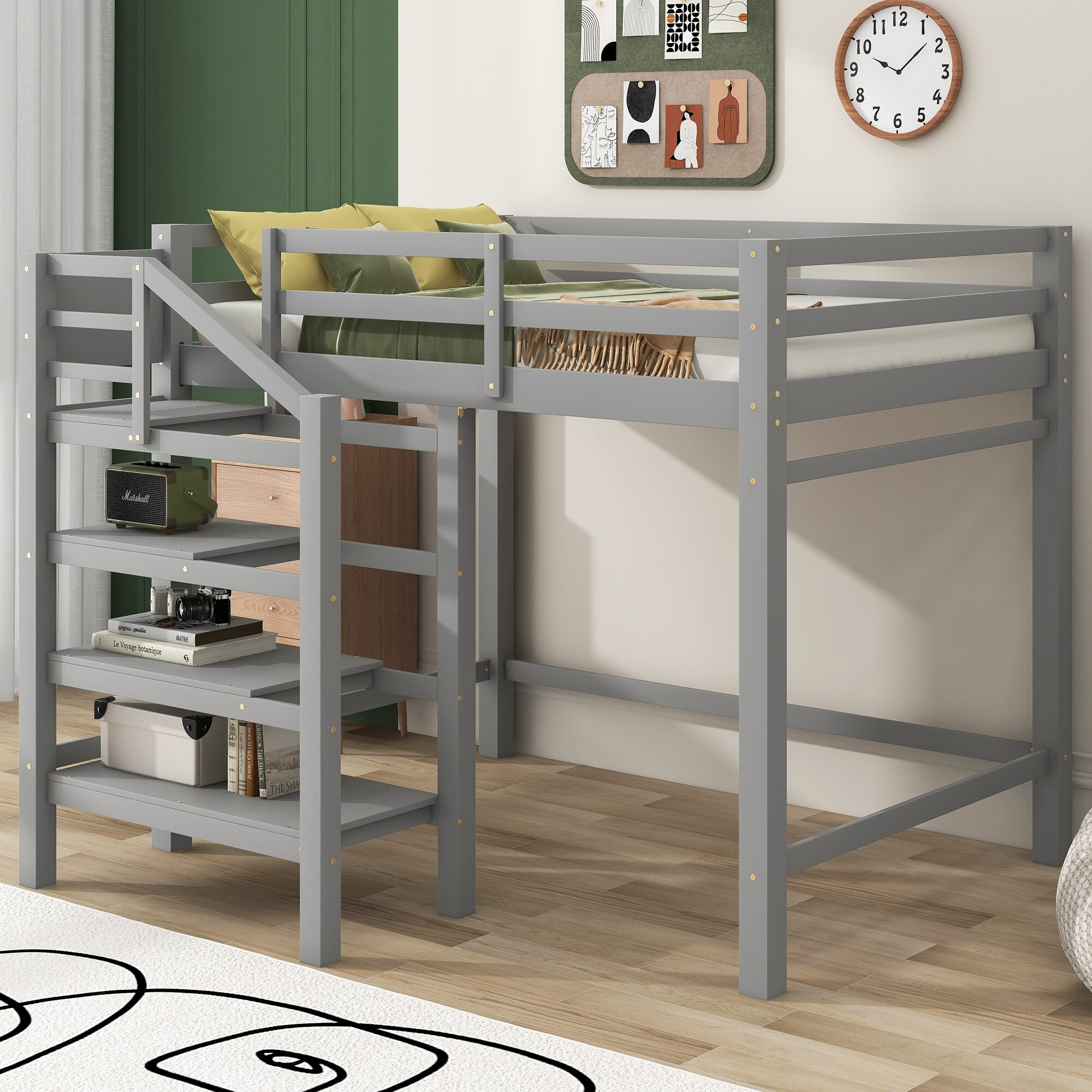 Built-In Design Full Loft Bed With Ladder, Shelves, And Desk - On Sale ... with Transforming compact spaces with integrated storage and work solutions