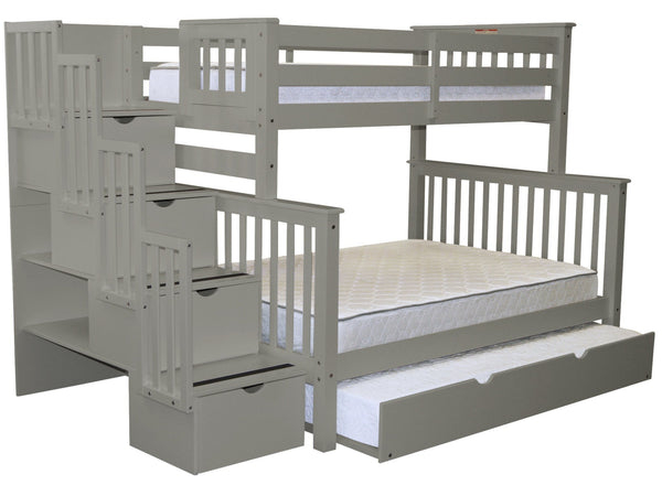 Bunk Beds Twin Full Stairway Gray | Twin Trundle $998 with regard to Exploring Safety Features in Modern Bunk Bed Designs for Families