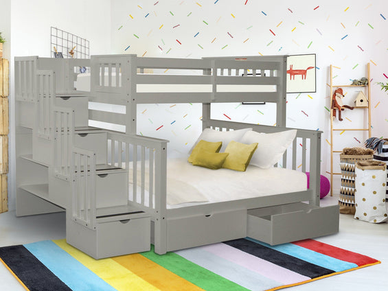 Bunk Beds Twin Over Full Stairway Gray + 2 Extra Drawers | $1158 pertaining to Storage innovations in contemporary bunk bed design
